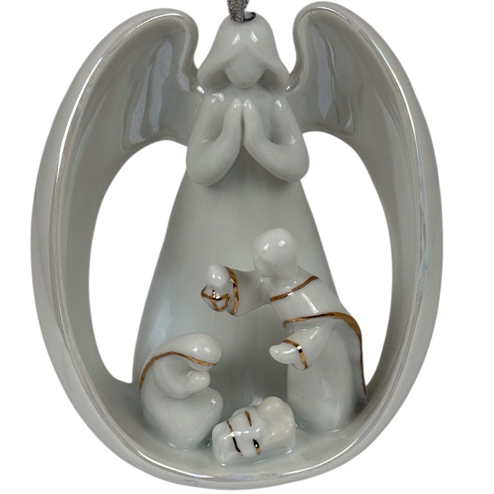 Apple Tree Design Ornament Nativity White/Gold Light Up Ornament EUC - Picture 3 of 6